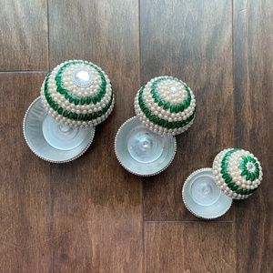 HANDMADE IN INDIA Jewelry Holder Green Silver and White